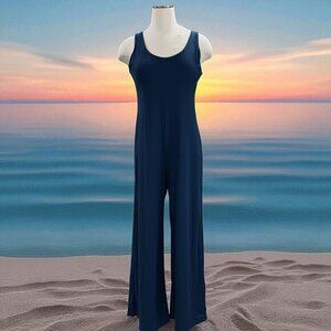 Steel Blue Sleeveless Wide Leg Jumpsuit Womens Size Medium Scoop Neck NWT Resort